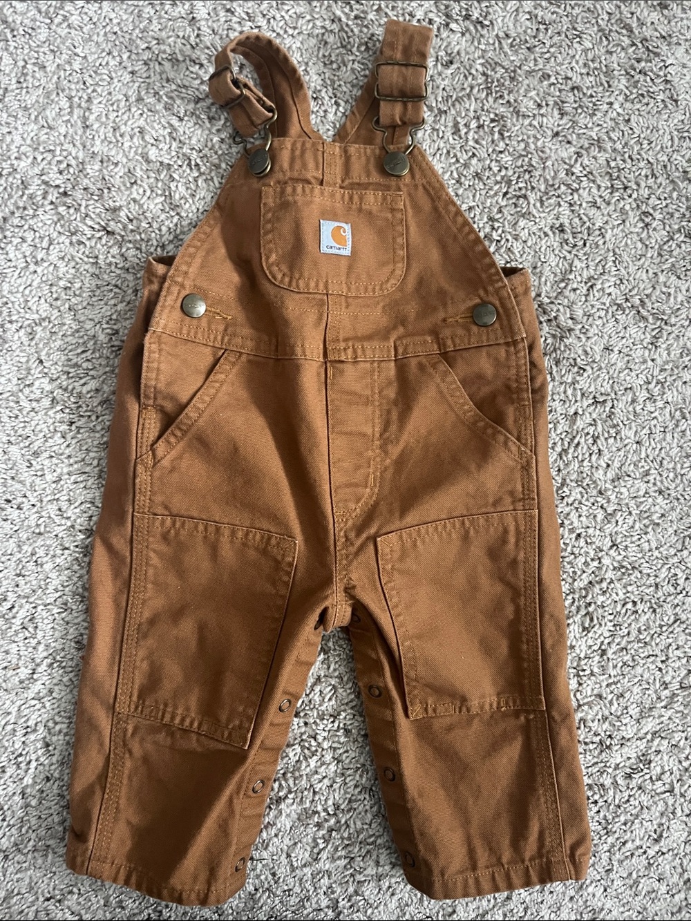 Carhartt Kids 9 mo. Camel Brown Duck Cotton Canvas Overalls